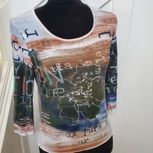 Multicolor Graphic Long Sleeve Top
